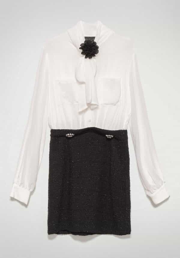 Gaelle Paris Short Dress Chiffon Offwhite/Black